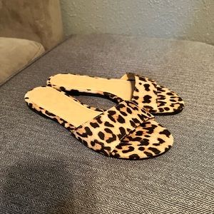 Cheetah print slip on sandal flats